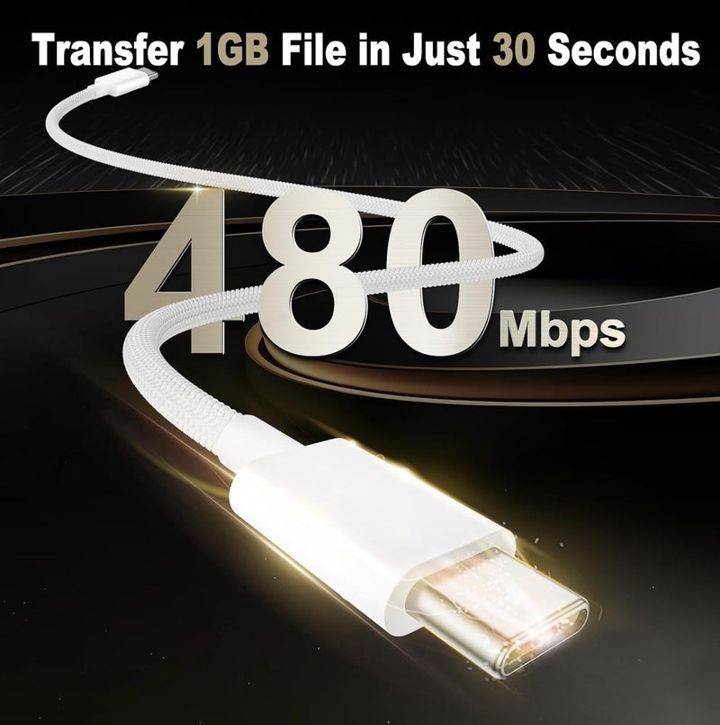 لوكاداه كابل شحن USB-C إلى USB-C لأجهزة آيفون 16، أبيض، شاحن سريع، طوله 6 أقدام، من النوع C إلى النوع C، سلك شاحن سريع، متوافق مع آيفون 15/16، 15/16 برو، 15/16 بلس، 15/16 برو ماكس، وماك بوك برو/إير، من النوع C، بقوة 60 واط - Image 3